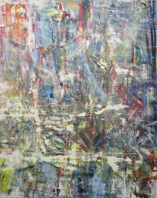 Untitled (Bandarban), 2015 , Acrylic, enamel, alcohol, and salt on oil primed linen , 246.4 x 195.6 cm  (97 x 77 in)