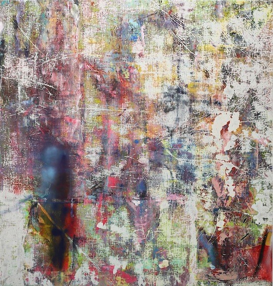 Untitled (Feni), 2015 , Acrylic, enamel, alcohol, and salt on oil primed linen, 198.1 x 190.5 cm (78 x 75 in)