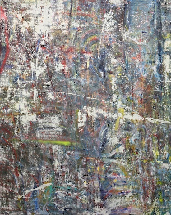 Untitled (Brahmanbaria), 2015 , Acrylic, enamel, alcohol, and salt on oil primed linen , 246.4 x 195.6 cm  (97 x 77 in)