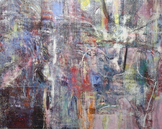 Untitled (Akhaura), 2015 , Acrylic, enamel, alcohol, and salt on oil primed linen, 195.6 x 246.4 cm  (77 x 97 in)