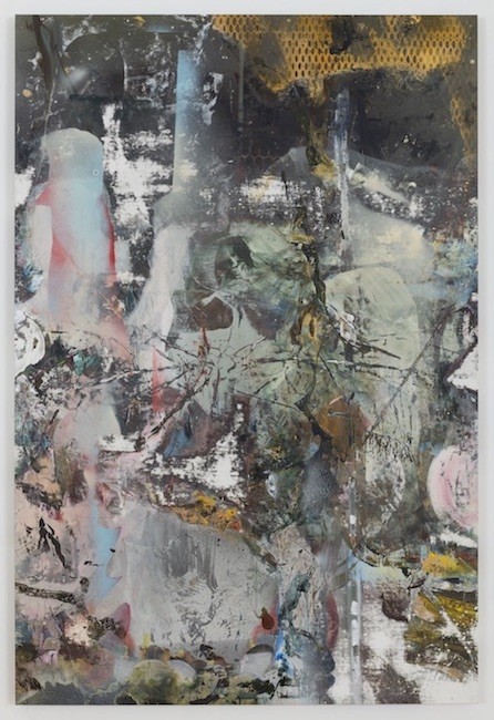 Kangerluk, 2017, Oil, enamel, salt and alcohol on vinyl, 139.7 x 94 cm