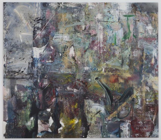 Saarloq, 2017, Oil, enamel, salt and alcohol on vinyl, 203.2 x 231.1 cm