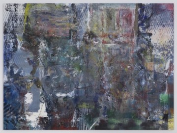 Niaqornat, 2017, Oil, enamel, salt and alcohol on vinyl, 152.4 x 203.2 cm