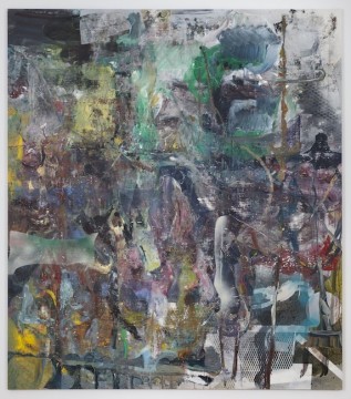 Tasiusaq, 2017, Oil, enamel, salt and alcohol on vinyl, 231.1 x 203.2 cm