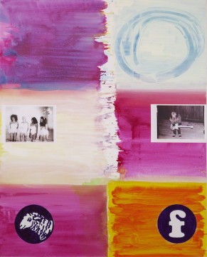 Logopainting F, 2016, Acrylic, Collage on canvas, 200 x 160 cm