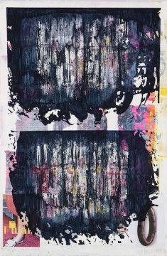 Doublepuddle 2, (Sausage), 2015, Acrylic, collage on canvas, 200 x 130 cm