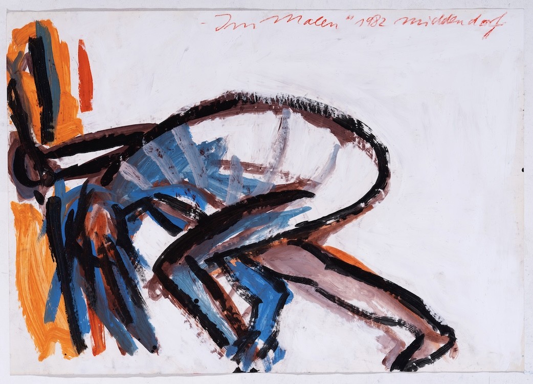 Helmut Middendorf, While painting, 1982, Acrylic on paper, 70 x 100 cm