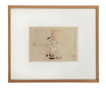 Martin Kippenberger, Mann am Eierloch, 1995, Ink and colour pencil on hotel paper, 47 x 55.5 cm