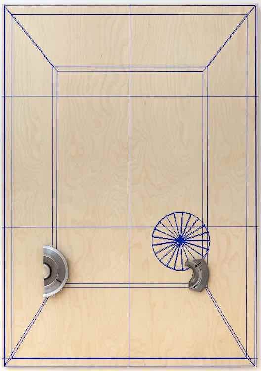 Ice unknown, 2018, Acrylic on plywood, aluminium mechanical parts, 170 x 120 cm