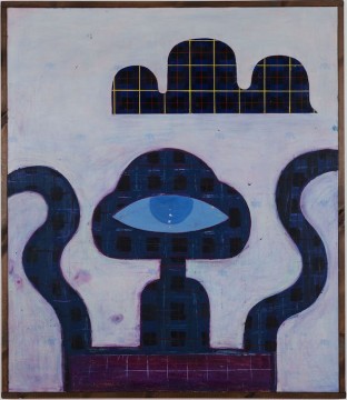 Turmoil Mind Fucker, 2020, Acrylic, oil stick, pastel, varnish and paper on canvas in artist-made frame, 144 x 124 cm