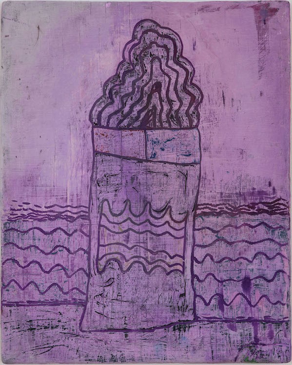 Playing House (Nel ’11), 2010 - 2020, Acrylic, ecoline, filler on wood, 45 x 36.5 cm