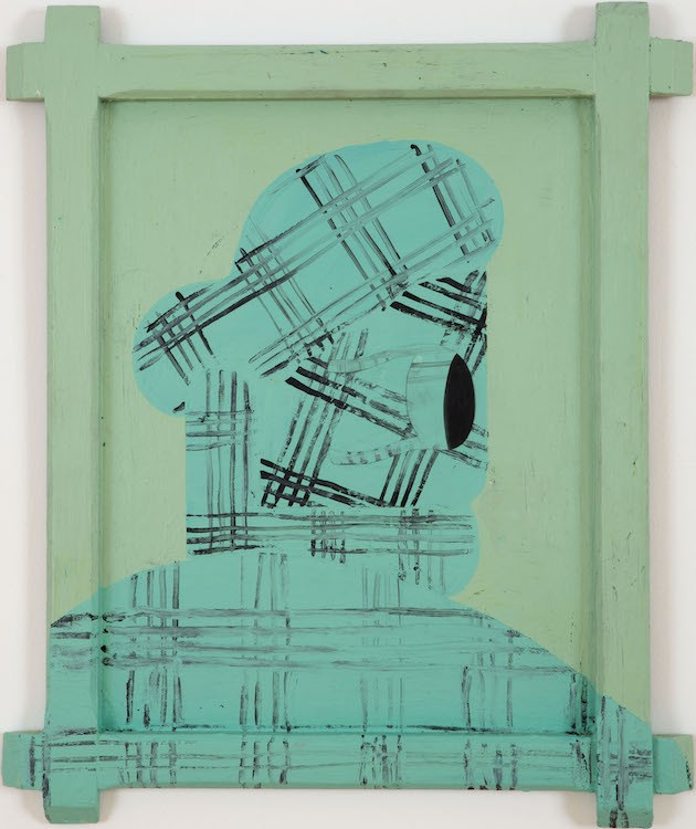 The Invisible One Sees It All, 2020, Acrylic and paper on wood, 62.5 x 53 cm