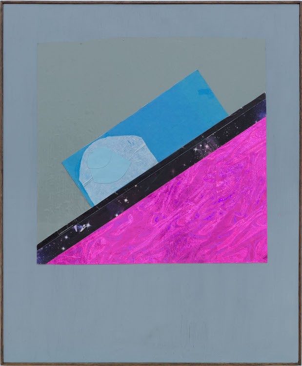 Downhill (Again), 2020, Collage on acrylic painted wood in artist-made frame, 66 x 54.5 cm