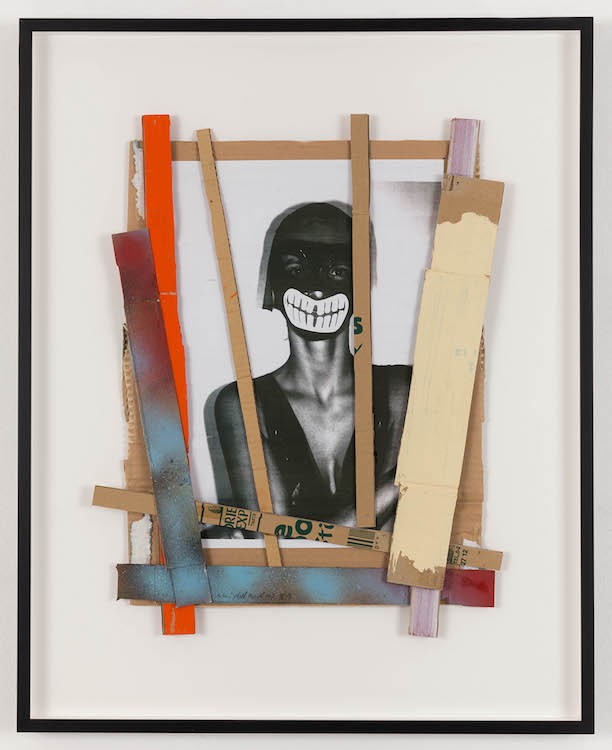 Untitled (Mask), 2020/21, Acrylic, cardboard, collage on paper, 65.5 x 45 cm