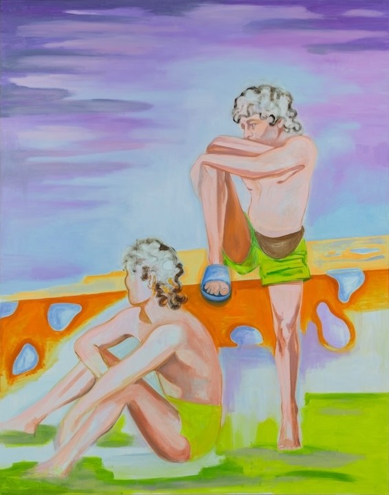 They used to go and wait (le grand blue), 2024, Oil on canvas, 160 x 200 cm